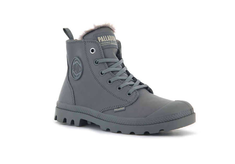 Palladium Pampa Hi Zip Lær S Grå | SAQ7421YO