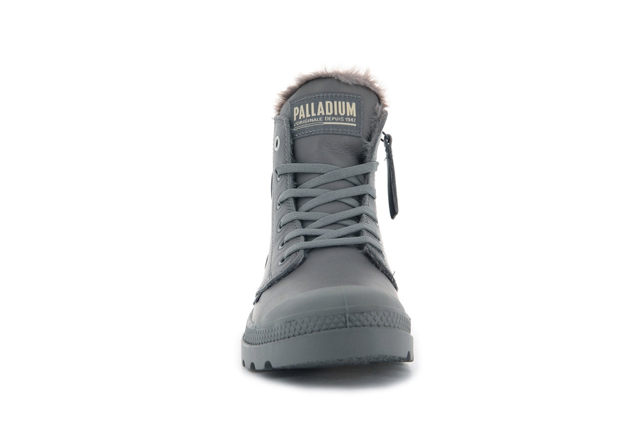 Palladium Pampa Hi Zip Lær S Grå | SAQ7421YO