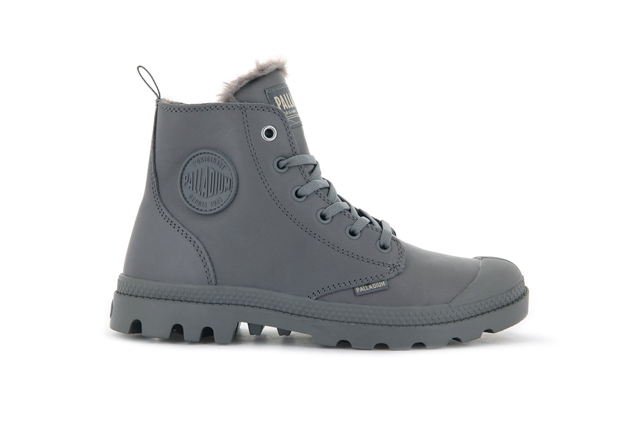 Palladium Pampa Hi Zip Lær S Grå | SAQ7421YO