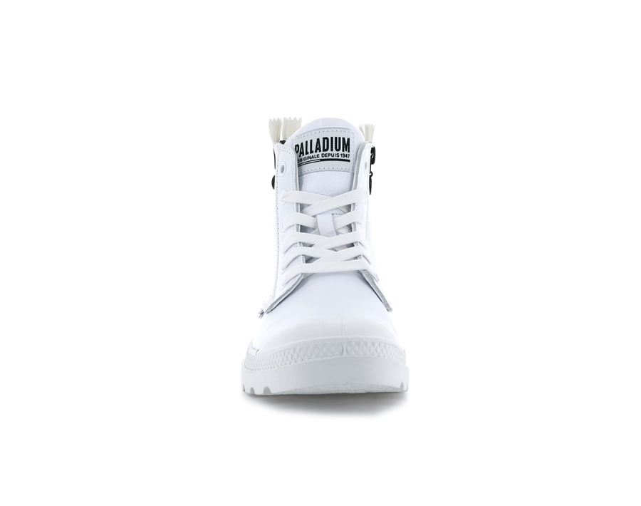 Palladium Pampa Ubn Zips Lær Hvite | RGY7150KA