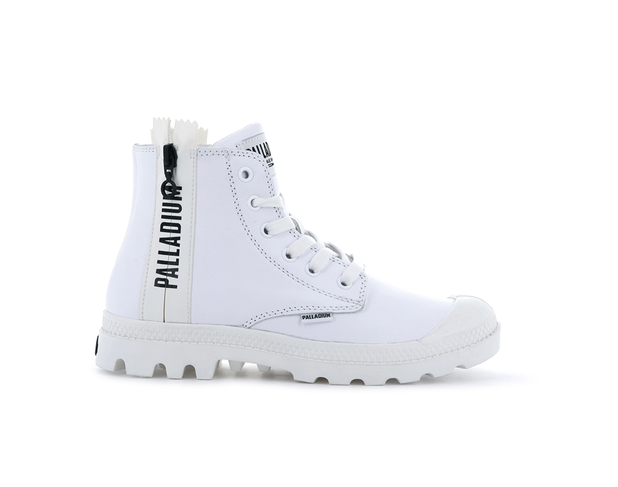 Palladium Pampa Ubn Zips Lær Hvite | RGY7150KA