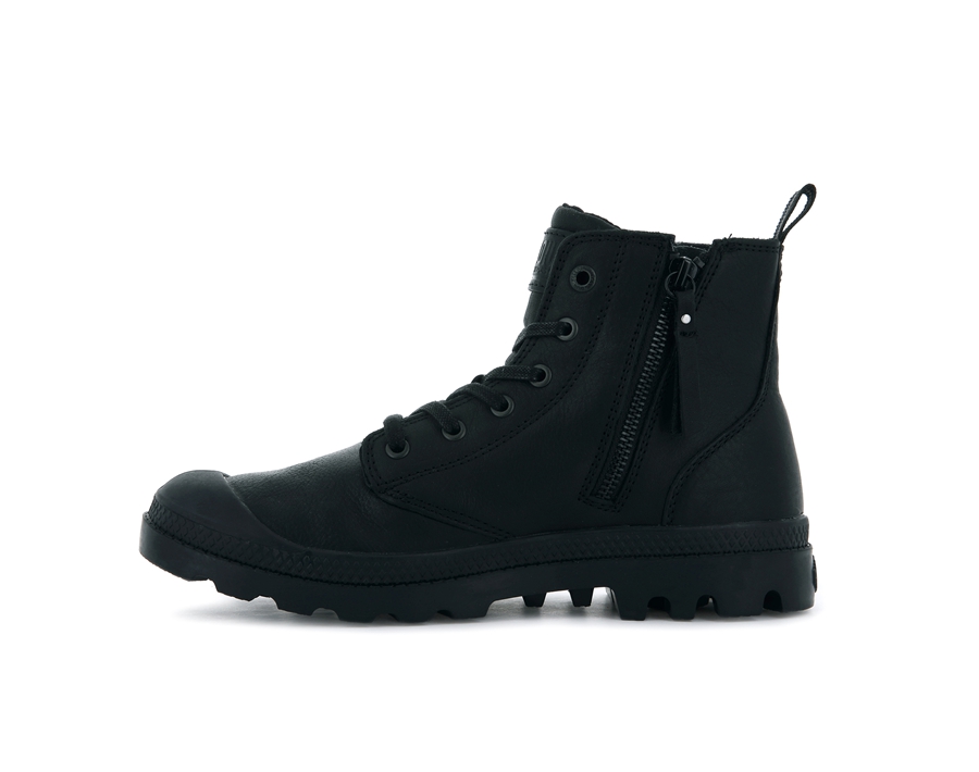 Palladium Pampa Zip Lær Ess Svarte | GGZ9824ZF